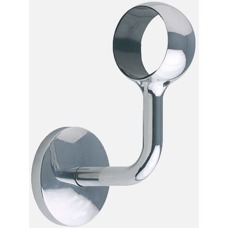 Burger – Support de main courante en aluminium – Finition chromée – Pose murale intérieure – Compatible tube de main courante et accessoires