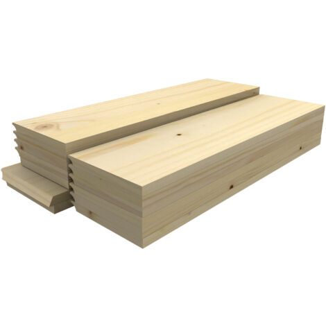 Kordo – Contremarches escalier quart tournant gauche et droite – Sapin épicéa non verni – Dimensions 18 x 192 x 780 mm – Lot de 13 unités