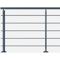 Kordo – Kit garde-corps 2m aluminium 7016 – Fixation à plat – Poteaux rectangulaires pour mezzanines et balcons – Normes de sécurité NF P 01-012