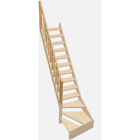 Kordo – Rambarde pour escalier quart tournant – Sapin épicéa non verni – Dimensions 70 x 1050 x 2423 mm – Usage intérieur uniquement
