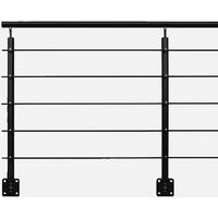 Kordo – Kit garde-corps prêt-à-poser 2m en aluminium noir – Installation facile – Norme NFP-012 – Pour mezzanine, terrasse et balcon