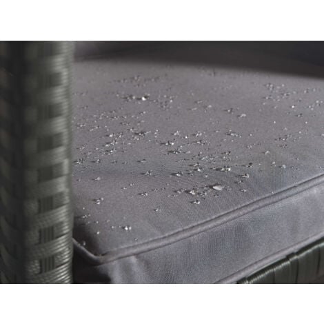 Fira - salon de jardin encastrable 12 places - en résine tressée - noir avec coussins gris + housse de protection
