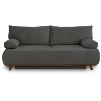 Bestmobilier – Canapé convertible 3 places avec coffre – Dossier rabattable – Couchage 140x187 cm – Revêtement velours côtelé gris foncé
