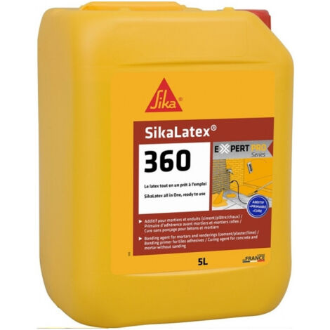 Résine d'accrochage SikaLatex 360 Pro 5L – Améliore l'adhérence sur supports lisses – Limite fissuration – Compatible béton, pierre, céramique