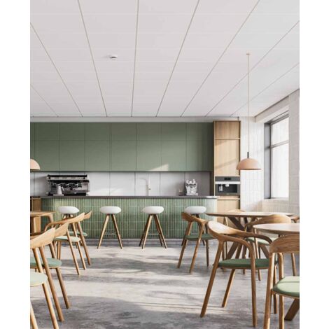 Dalle de plafond acoustique 600x600mm – Épaisseur 20mm – Absorption acoustique classe A – Lot de 10 dalles – Résistance à l'humidité 100% RH – Knauf