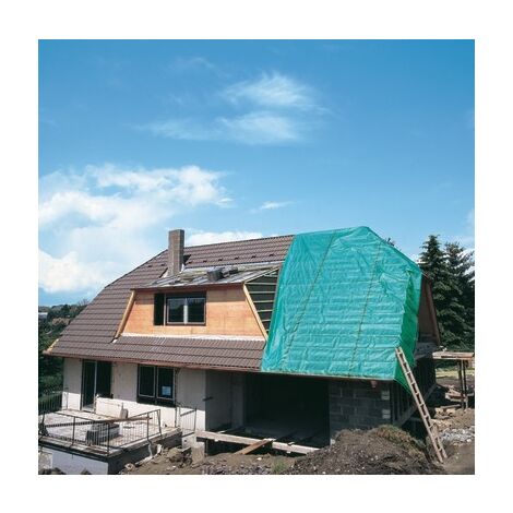 Doerken – Bâche de protection tissée 220g/m² – Spécial couvreur – 6 x 10 m – Tissu PEHD avec enduction polyester – Œillets tous les 10 cm (1/2)