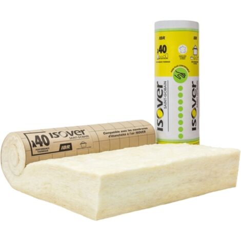 Isover – Laine de verre IBR revêtu kraft 240 mm R=6 – 3,50 m x 1,20 m – Isolation thermique et acoustique pour combles perdus