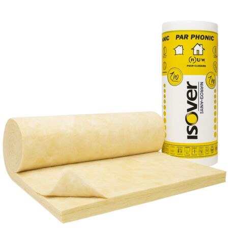 Isover – Laine de verre 45mm R=1,1 – Largeur 0,90m – Longueur 13m – Isolation acoustique pour cloisons techniques – Certifié ACERMI