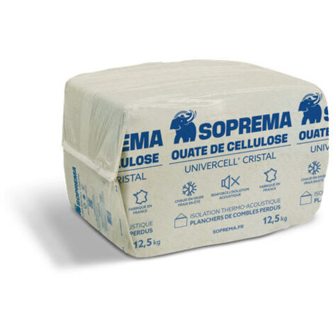 Ouate de cellulose Cristal isolant biosourcé - sac 12,5 kg – SOPREMA