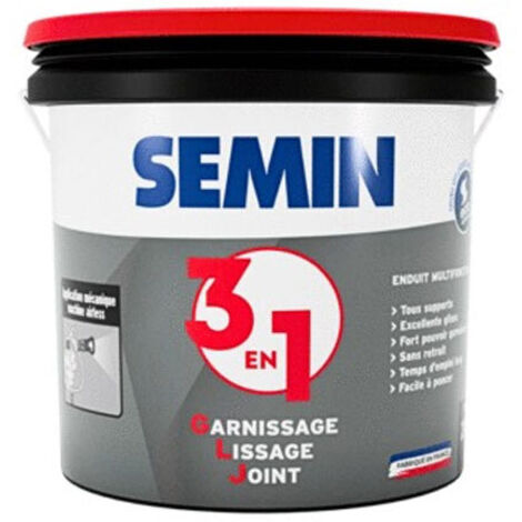 Semin – Enduit airless 3 en 1 prêt à l’emploi – seau 20 kg – application mécanique par pulvérisation – pour travaux intérieurs