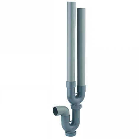 Siphon double entrée machine à laver, PVC, Øint. 35mm, sortie horizontale Ø40mm (1/3)