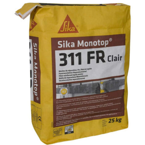 Sika – Mortier de réparation fibré R3 25 kg – Pour béton armé et réparations structurelles – Application intérieure et extérieure
