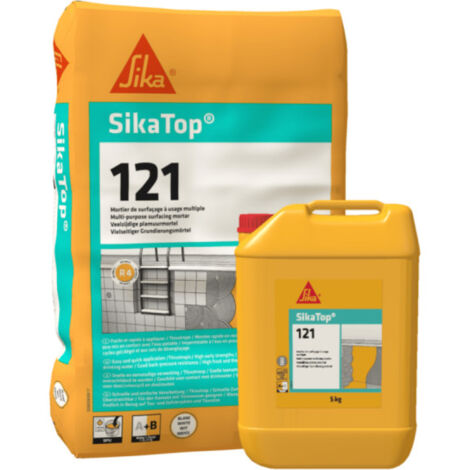Mortier bi-composant Sikatop 121 surfaçage gris 26.75kg – Imperméable pour réparations en contact avec l'eau – Adhérence sur béton et pierre