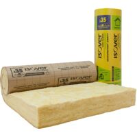 Isover – Panneau d'isolation laine de verre semi-rigide 1,20 × 2,00 m – Ép. 280 mm – Revêtement kraft quadrillé – Isolation combles aménagés