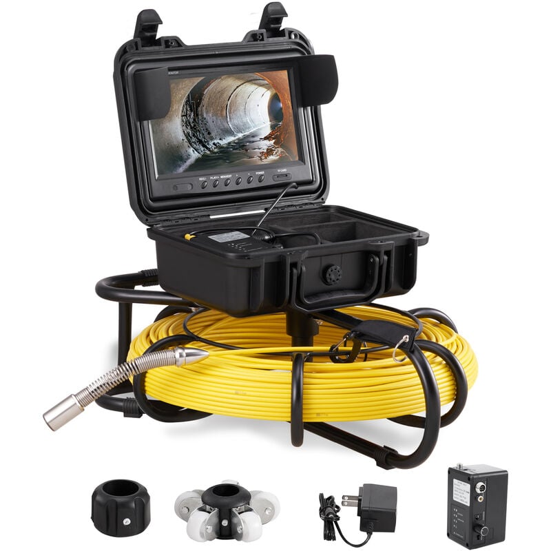 VEVOR Kit Telecamere per Ispezioni Telecamere per Ispezioni Telecamera con  Endoscopio per Ispezione di Fognatura Schermo LCD Colorata 9 Pollici Cavo  Impermeabile 91.5m Telecamera Ispezione Portatile B