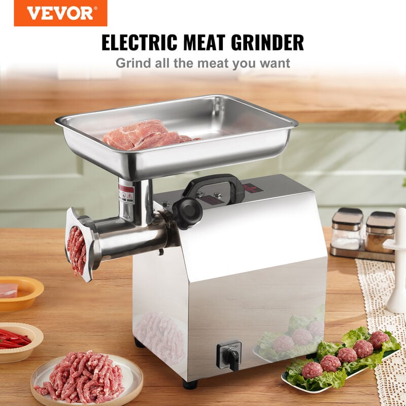 VEVOR VEVOR Tritacarne Elettrico in Acciaio Inossidabile Vassoio Capacità  Portante 4-5kg Potenza Nominale 550W, Tritacarne da Banco Funzione  d'Inversione Capacità 3kg / min per Cucina Commerciale Salumeria