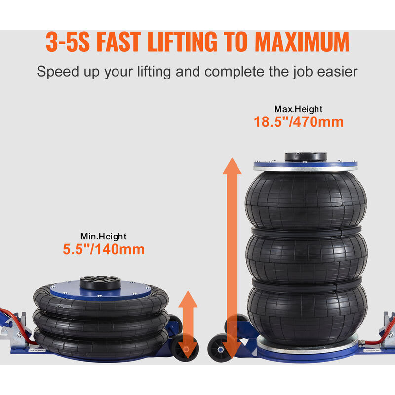 VEVOR Martinetto Idraulico con Ruote in Acciaio Capacita di Sollevamento  Max. 15 Tonnellate per Riparazione Auto