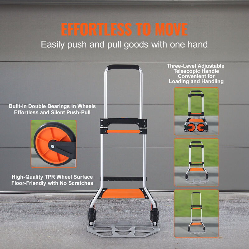 VEVOR Carrello Portaspesa in Acciaio Alluminio Capacita Carico Max. 100kg  Manico Regolabile, Carrello con Ruote per Salire le Scale Dimensioni di  Bagaglio 39 x 27 cm, Carrello per Scale Porta Oggetto