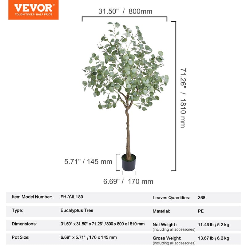 VEVOR VEVOR Albero Artificiale, 1,52 m Alta Pianta Finta Palma Uccelli del  Paradiso Realistica, Materiale PE di Qualità e Protezione Anti-Ribaltamento  con Vaso, Decorazione per Casa Ufficio Interno Esterno