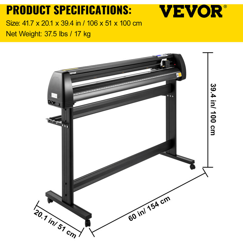 VEVOR VEVOR Plotter da Taglio per Plotter da Taglio Plotter da Taglio da  1350 mm conPlotter da Taglio con Forza di Supporto a Terra e Velocità  Regolabile