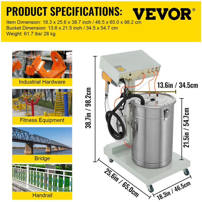 VEVOR VEVOR Spruzzatore di Vernice Airless ad Alta Pressione, M819-A 0.9 KW  55x47x44 cm Serbatoio di Verniciatore Nero per L'Applicazione Regolare di  Vernici, Carrozzeria in Metallo e protezione del legno