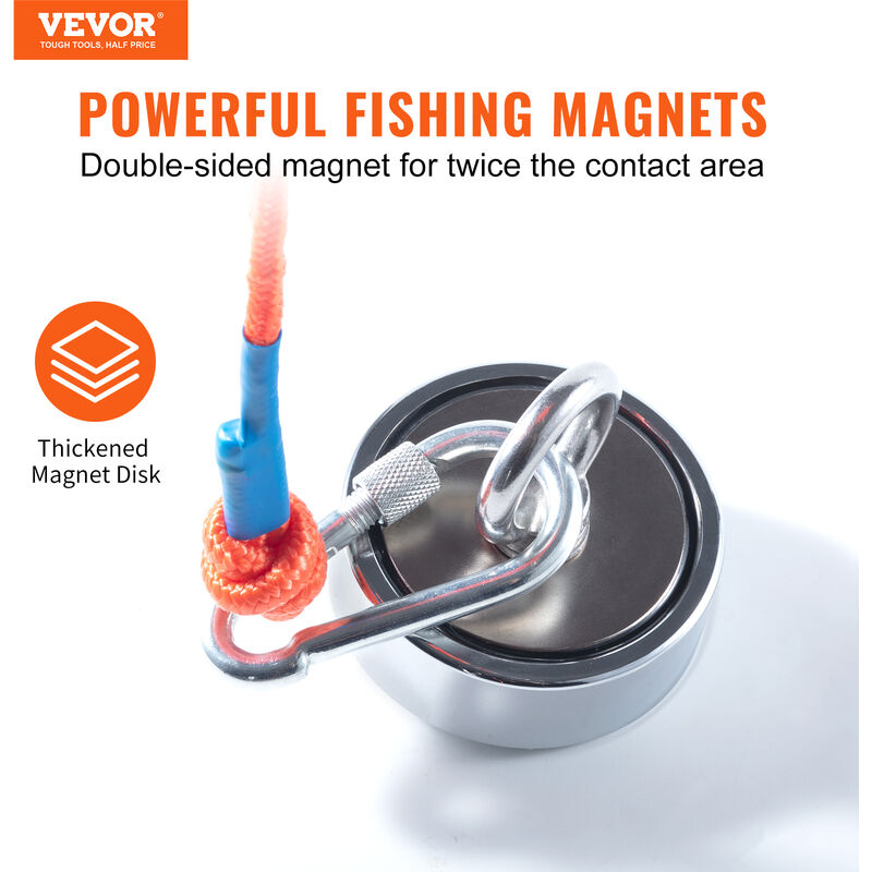 Kit Pesca Magnetica VEVOR | Magnete Bifacciale 272kg | Con Corda E Custodia - Foto 10