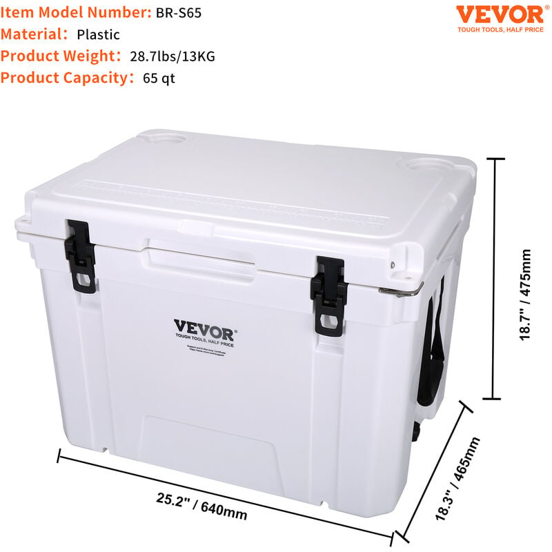 VEVOR Frigo Isotermica Rigido Portatile 640 x 465 x 475 mm Capienza 65  Lattine ca. per Attivita allAperto Campeggio Picnic Festa, Frigo Portatile  da Campeggio Viaggio per Bibite Bevande Alimenti BBQ