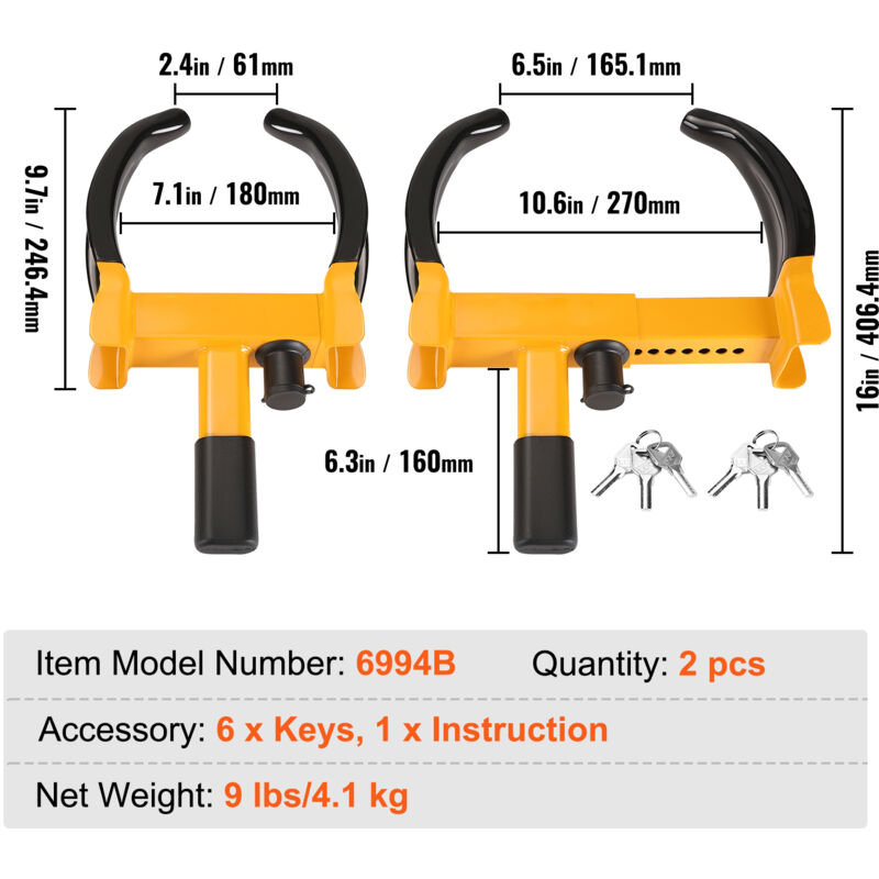 KRASER KR820 Bloccaruota Antifurto - Universale Per Auto, Rimorchi E Roulotte Con Protezione PVC - Foto 2