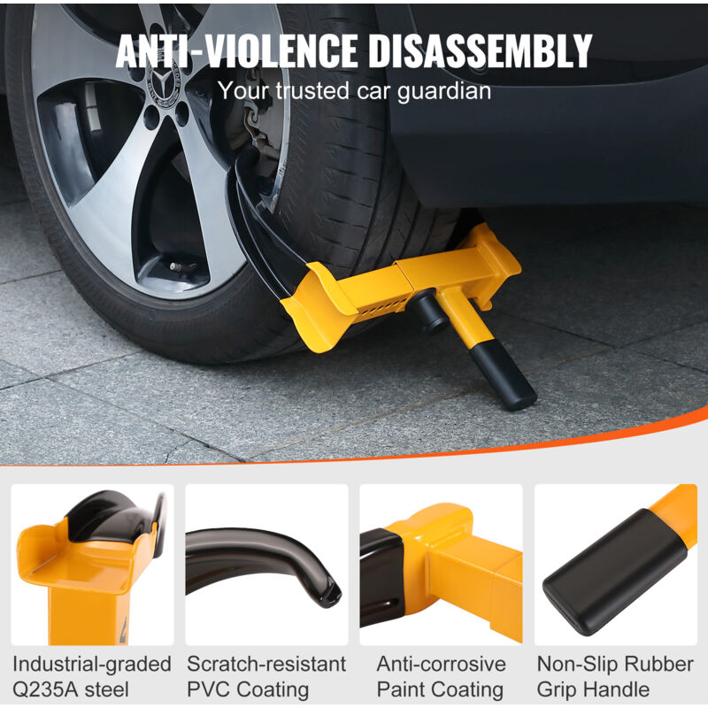 KRASER KR820 Bloccaruota Antifurto - Universale Per Auto, Rimorchi E Roulotte Con Protezione PVC - Foto 6