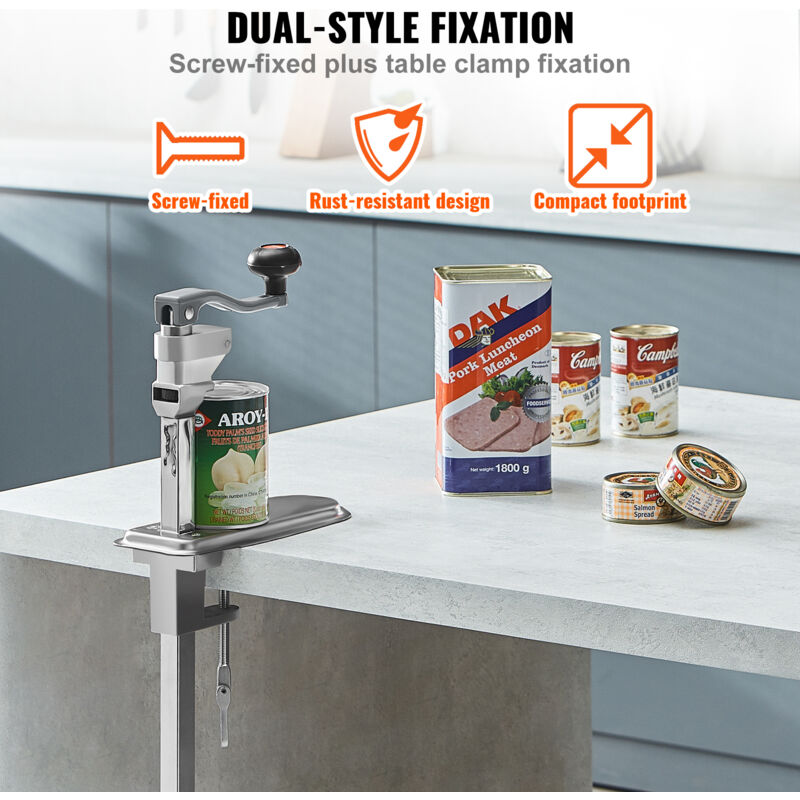 VEVOR Apriscatolo Manuale Commerciale A Morsetto - Per Lattine Fino A 11,8 Pollici, Base Stabile, Ideale Per Ristoranti, Bar E Uso Domestico Intenso