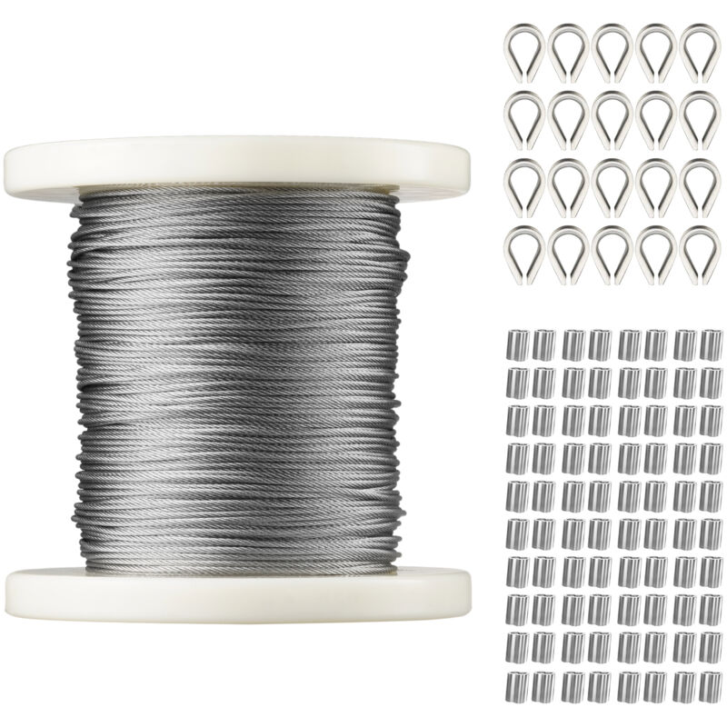 Cavo Resistente Per Fai Da Te Fune Metallica Acciaio Inox 5 Mm X 5m - 7x19 Filo, Morbida, Resistente, Per Fai Da Te Acciaio Inox 316 Nirosta