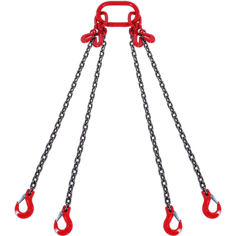 Imbracatura A Catena Per Sollevamento - 4 Ganci Regolabili | Portata 8344 Kg | Grado 80 | 10 Mm X 300 Cm