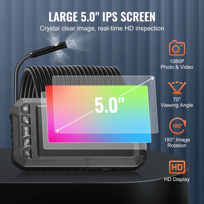 Fotocamera Endoscopica A Serpente Daxiongmao - Cavo 11.5 Piedi (3.5 M), Luce LED, HD 1080p, Impermeabile IP67
