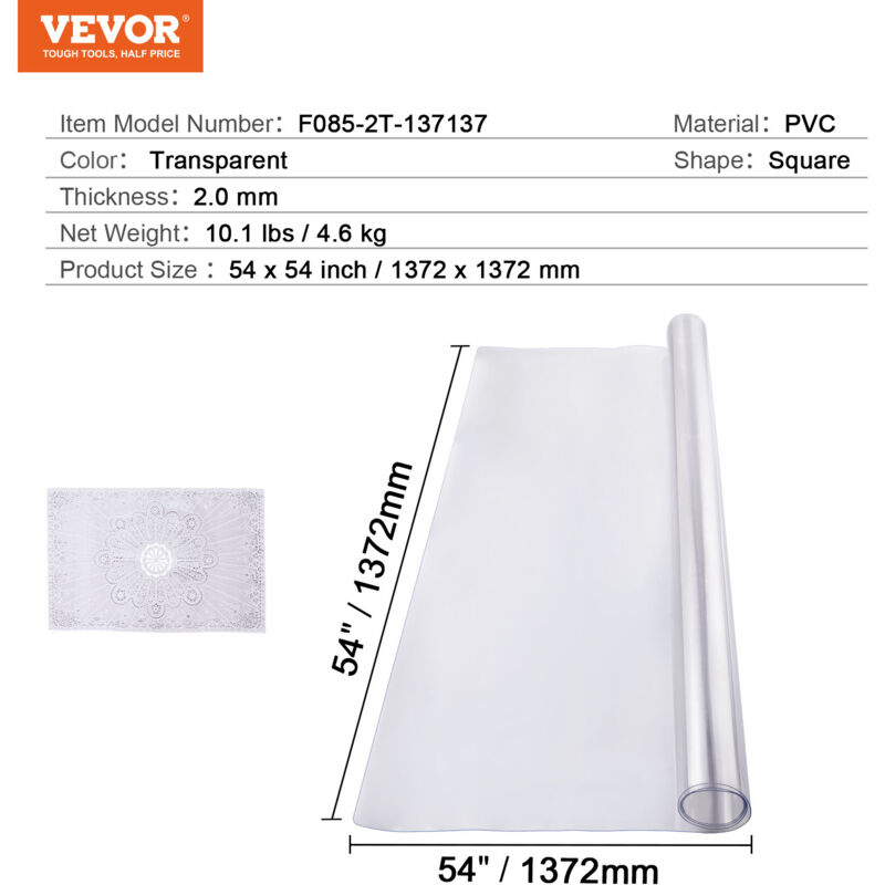 FLAVYO Proteggi Tavolo In PVC Trasparente,Proteggi Tavolo Antibatterico Inodore Spesso 1,5 Mm,Proteggi Tavolo - 10