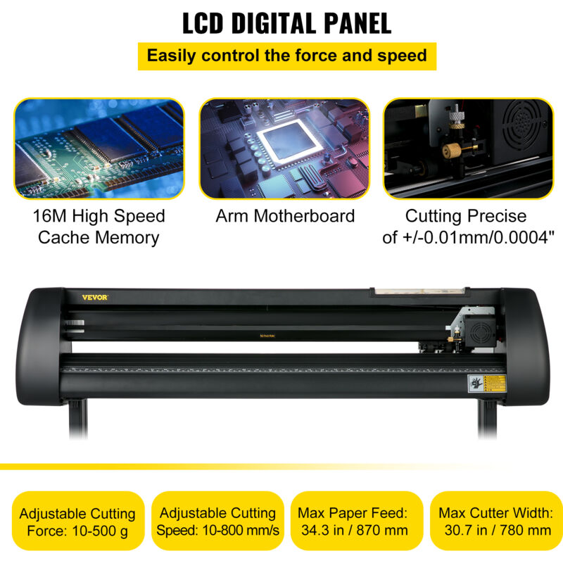 VEVOR Taglierina Vinile 34 Pollici - Plotter Da Taglio Professionale Con Alimentazione Carta, Display LCD E Software Signmaster Per Insegne Fai Da Te - Foto 3