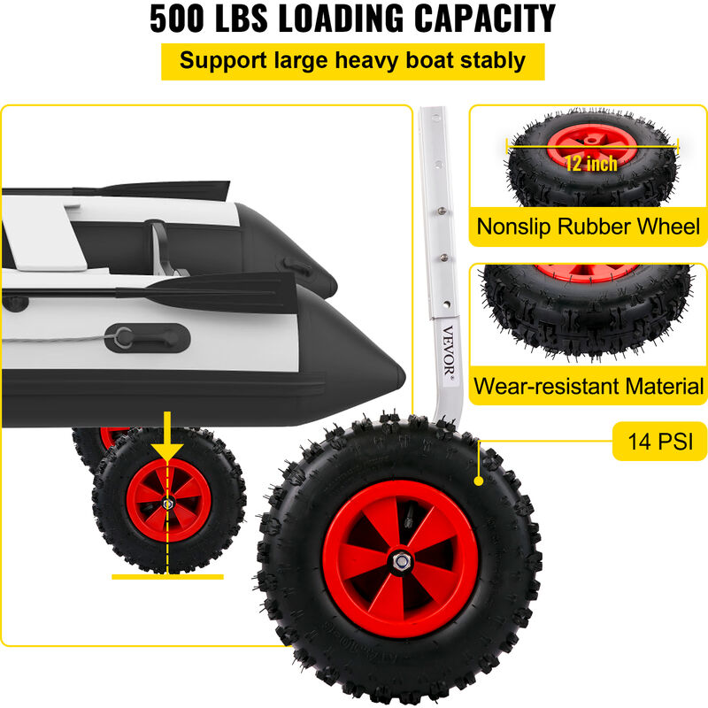 VEVOR VEVOR Ruota Alaggio Nautica Capacità Carico 136 kg, Ruota Alaggio  Diametro Pneumatico 38,1 cm, Ruote di Poppa Tender Nautica, Accessori  Nautica, Ruota Alaggio per Varie Tipologie di Barche e Gommoni