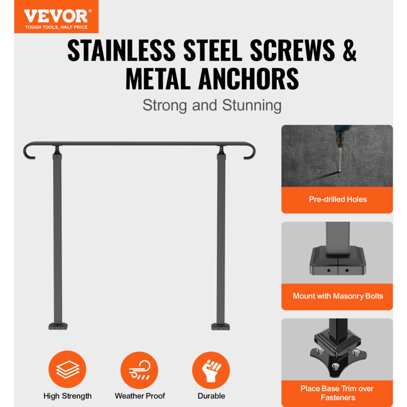 Corrimano Per Scale Interno/Esterno In Alluminio Bianco - Regolabile Per 0-5 Gradini - Foto 9