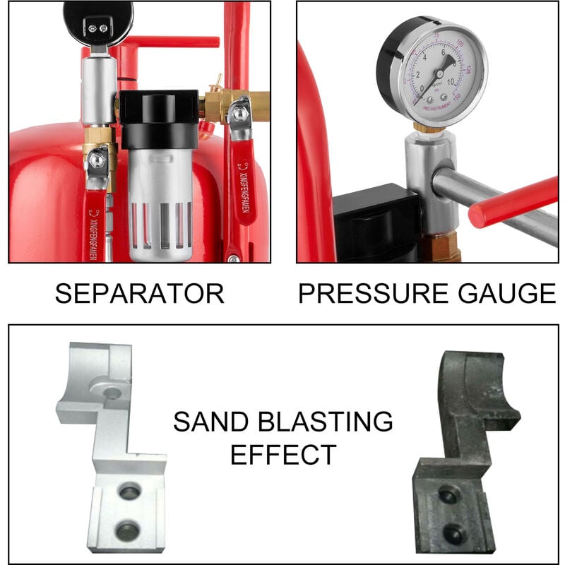 Sabbiatrice Portatile Professionale Mobile Legno Ferro Aria Compressa 40L  8,6bar