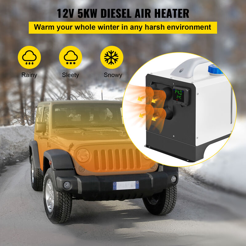 VEVOR Riscaldatore ad Aria Diesel, Riscaldamento da Parcheggio, 12V  Riscaldatore All in One (Bianco, 5KW(4 Prese deAria))