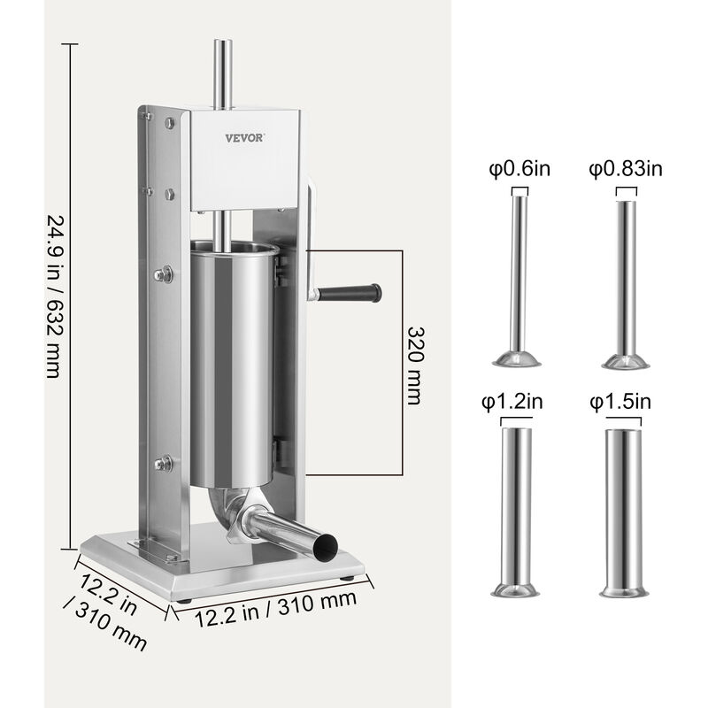 4,8L Macchina insaccatrice per salsicce in acciaio inox con 4 tubi di  riempimento - Costway