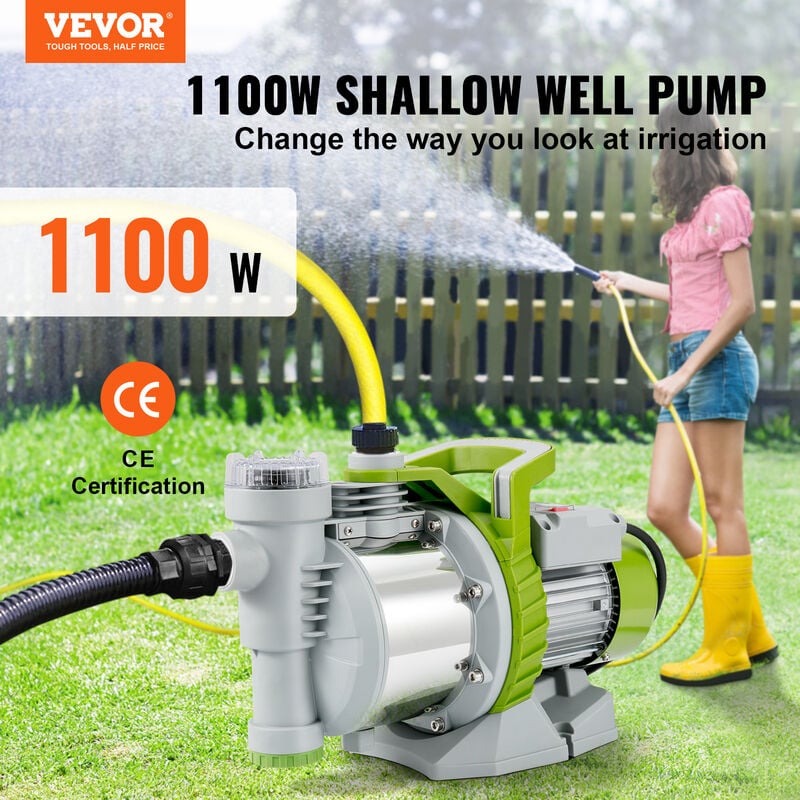 VEVOR VEVOR Pompa da Giardino Portatile per Pozzi Bassi 1100W