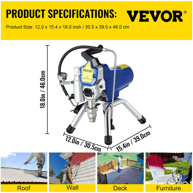 VEVOR 220V Macchina per Verniciatura a Spruzzo Airless 60Hz