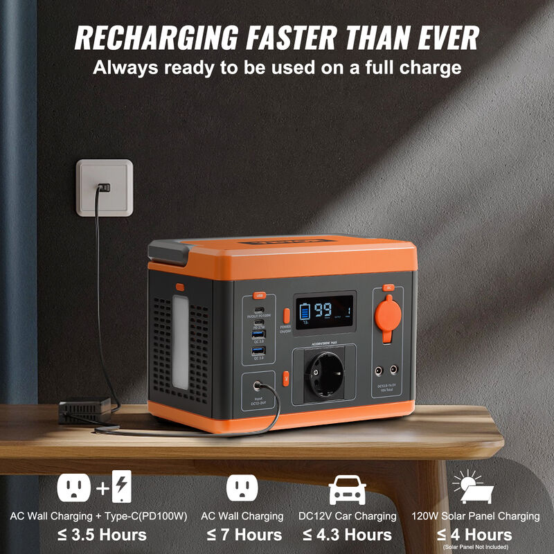 VEVOR Generatore Elettrico Solare Portatile 296 Wh 300W per Viaggio  Campeggio, Centrale Elettrica Portatile con Batteria Ioni di Litio 2900 mAh  9 Porte di Uscita Potenza Massima 300W da Viaggio Picnic