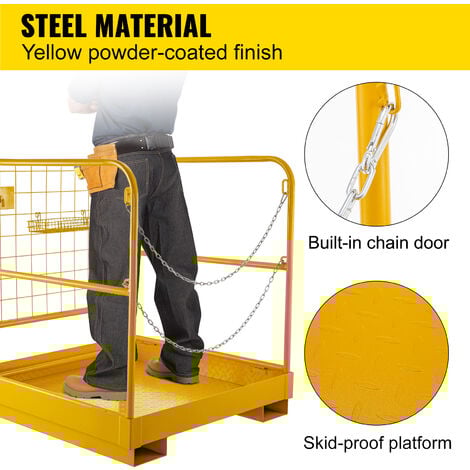 VEVOR Carrelli Elevatori 36" x36" Gabbia di Sicurezza Piattaforma di Lavoro Cestello Elevatore Rotaie di Recinzione Aeree per la Sostituzione della Lampada la Verniciatura la Riparazione del Tetto
