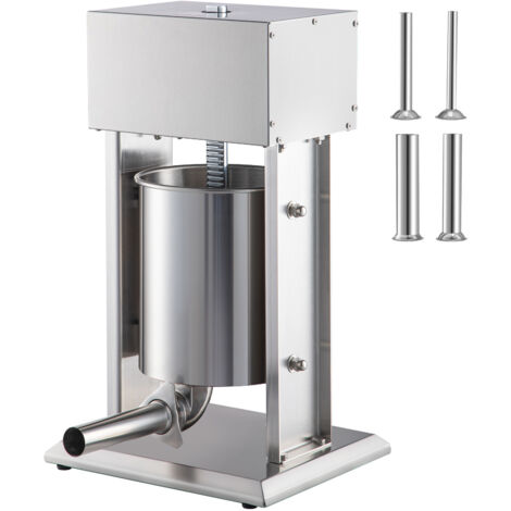 Insaccatrice Manuale 5kg Acciaio Inox - Macchina Per Salumi Con 4 Imbuti E Doppia Velocit&agrave;