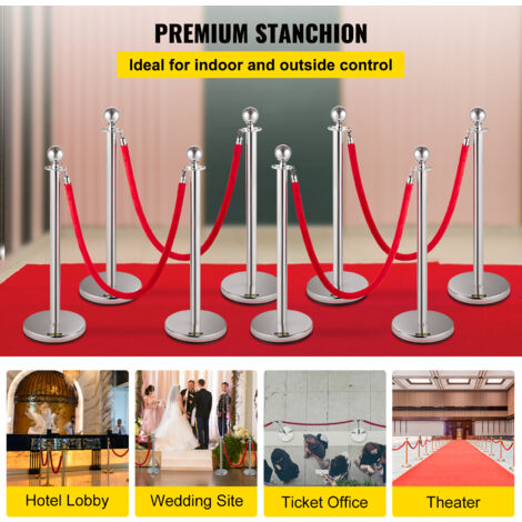 PATIKIL Corda Velluto Con Ganci Per Controllo Folla - 2 Pezzi Da 6 Piedi (1.8m), Ideale Per Code Hotel, Teatro, Eventi (Bianco/Dorato)