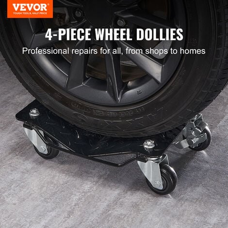 VEVOR Carrello Sposta Auto Moto Sottoruote 4 Pezzi Carico Singolo 700kg Carico Max. Totale 3000 kg, Pedana Carrello Sposta Auto Ausilio di Manovra Posizionatore per Veicoli Ruote Adattabile 0-30,5 cm