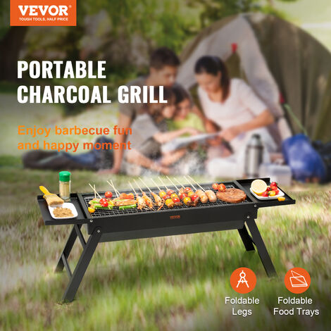 VEVOR Griglia Barbecue Pieghevole Portatile a Carbone da Esterno Area di  Cottura 57 x 22 cm