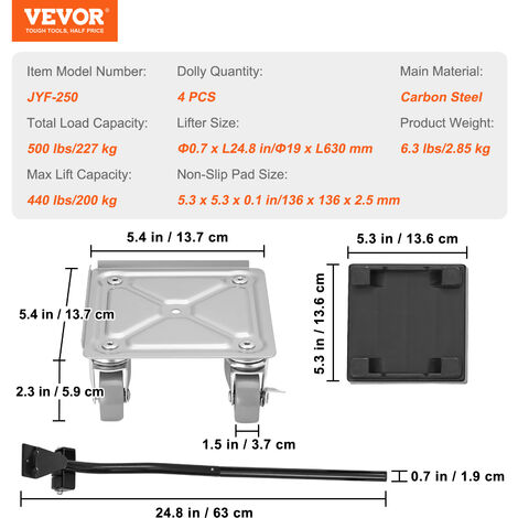 Carrello di trasporto con ruote per carichi pesanti 35x50 cm fino a 800 kg  ECD Germany