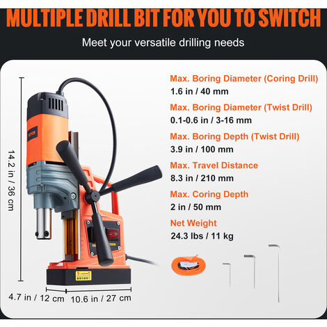 Trapano Magnetico Portatile VEVOR 1300W - Forza 13000N, Perfora Fino A 40mm, Con Raffreddamento - Foto 12